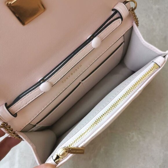 NEW Tory Burch MINI KIRA DIAMOND QUILT TOP-HANDLE CROSSBODY IN PINK Authentic - Picture 4 of 9